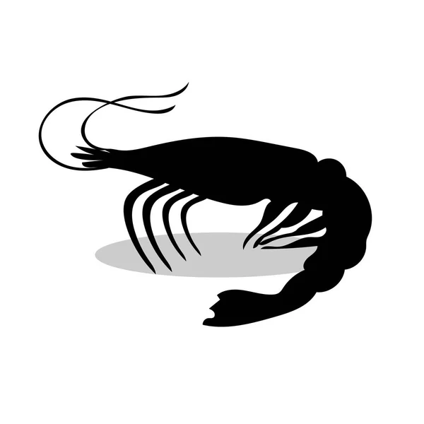 Camarão silhueta preta animal aquático — Vetor de Stock