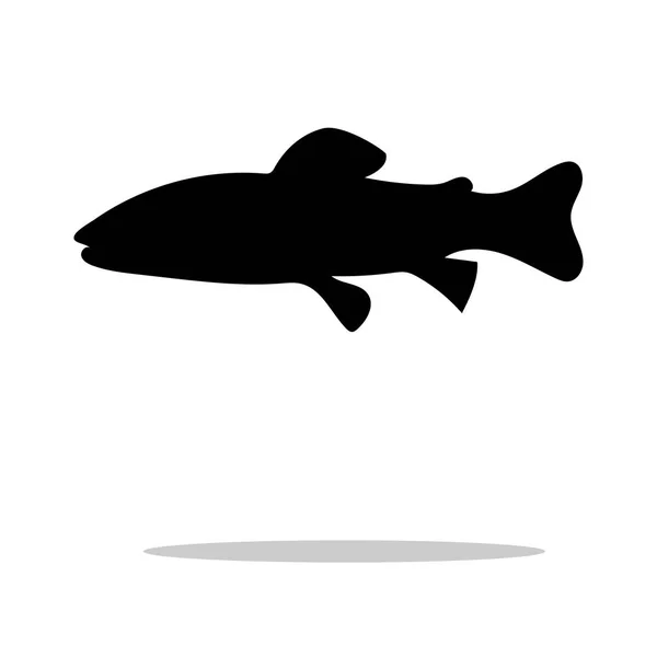 Salmón trucha pez silueta negra animal acuático — Vector de stock