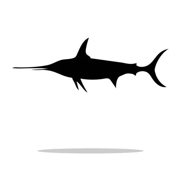 Swordfish fish black silhouette aquatic animal — Stock Vector