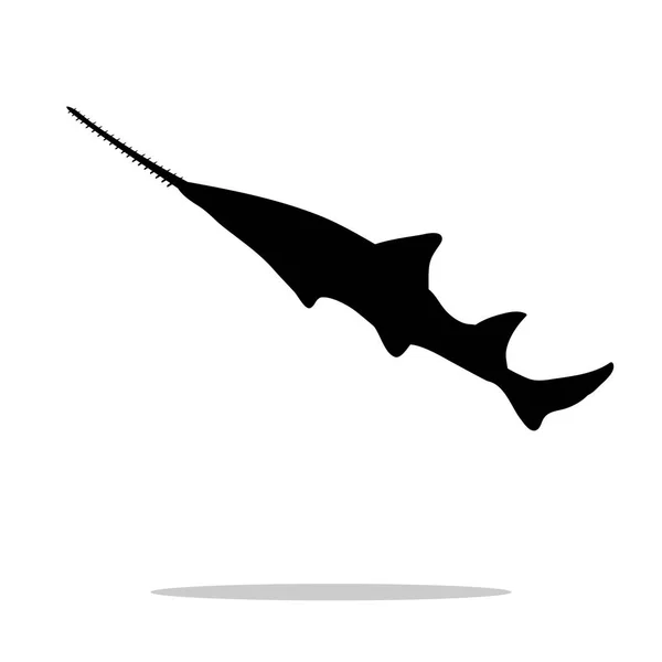 Ikan gergaji siluet hitam hewan air - Stok Vektor