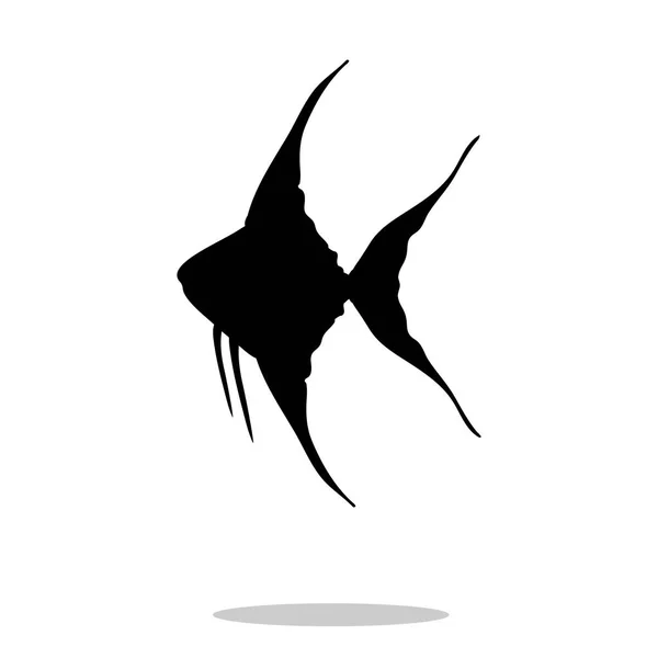 Skalare Fische schwarze Silhouette Wassertier — Stockvektor