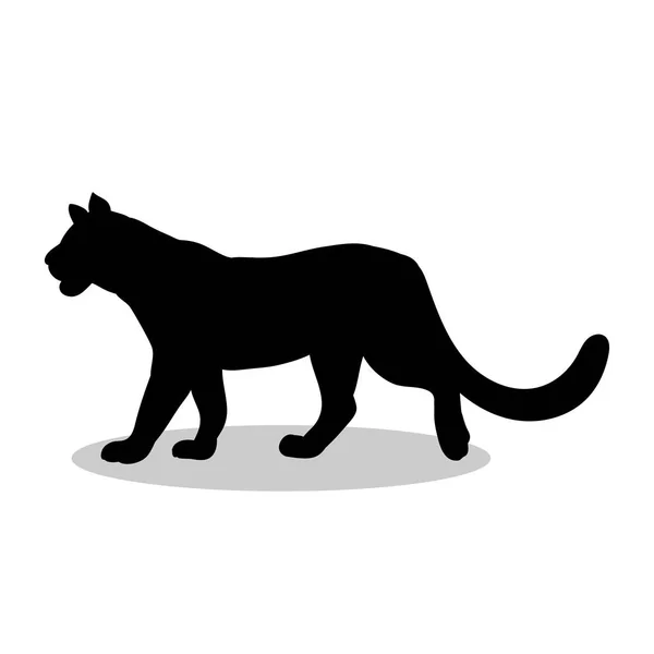 Löwin Wildkatze Raubtier schwarz Silhouette Tier — Stockvektor