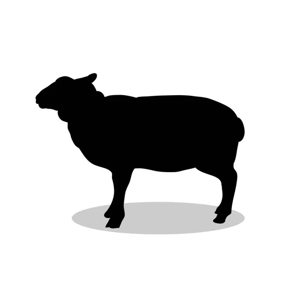 Pecora fattoria mammifero nero silhouette animale — Vettoriale Stock