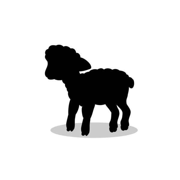 Owca owieczka ssak sylwetka czarny zwierzę hodowlane — Wektor stockowy
