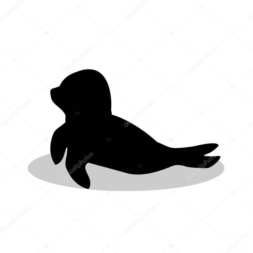Sea calf nautical black silhouette animal