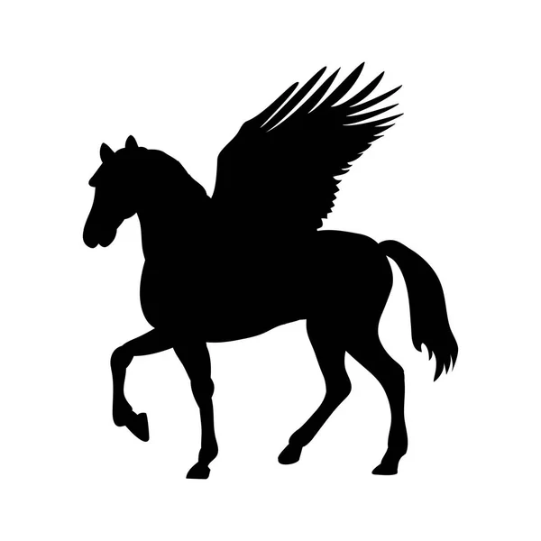 Pegasus silhouette mythology symbol fantasy tale. — Stock Vector