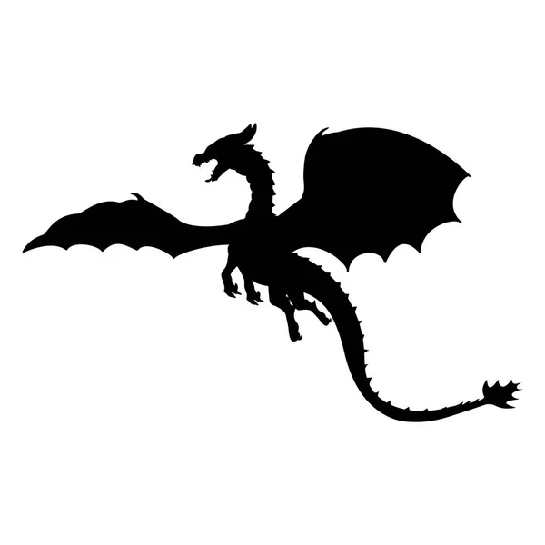 Dragon fantastisch silhouet symbool mythologie fantasie. — Stockvector