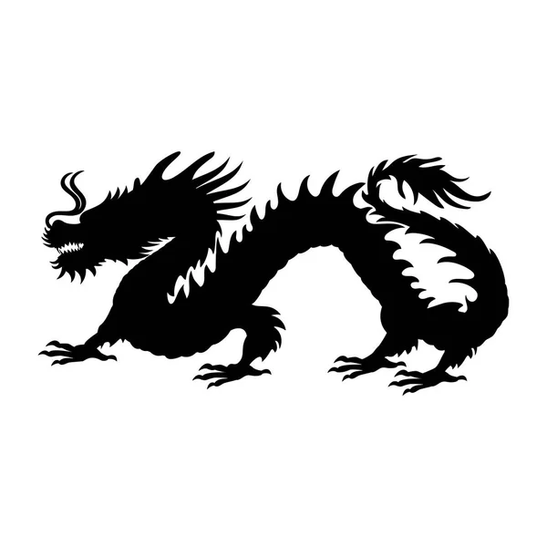 Chinese dragon silhouette symbol traditional China — Stock Vector