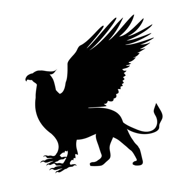 Griffin silhouette ancient mythology fantasy — Stock Vector