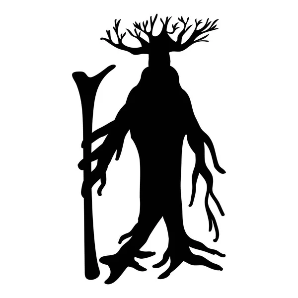 Ent árvore silhueta antiga lenda fantasia — Vetor de Stock