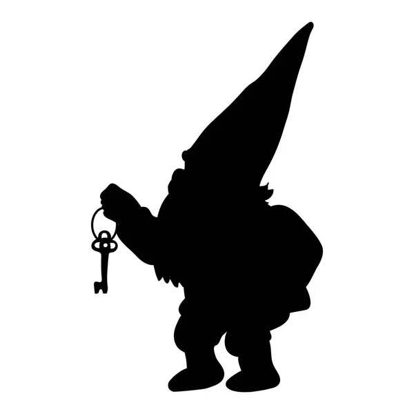 Dwarf silhouette tale small gnome — Stock Vector