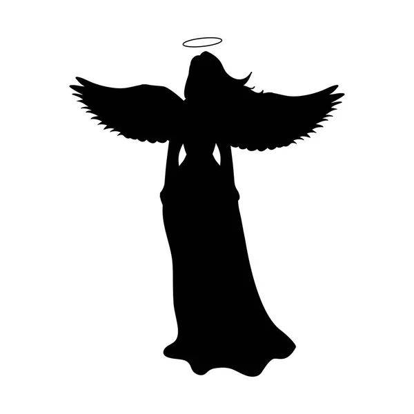 Angel silueta navidad religiosa cristiana — Vector de stock