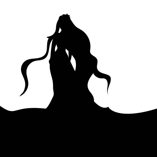 Naiad silhouette nymphe d'eau mythologie ancienne fantaisie — Image vectorielle