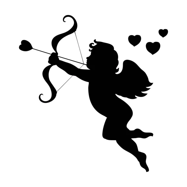 Cupido amore silhouette antica mitologia fantasia — Vettoriale Stock