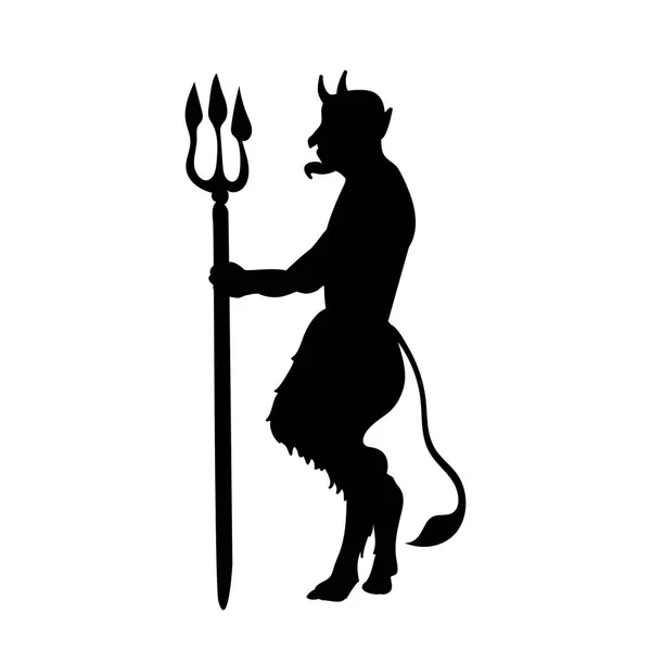Şeytan iblis din trident siluet antik mitoloji — Stok Vektör