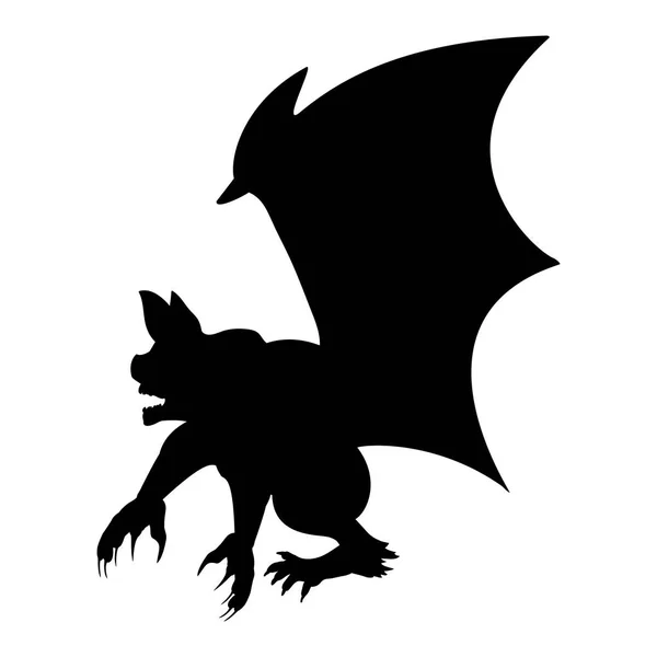 Gargoyle Chimera silhouette ancient mythology fantasy — Stock Vector