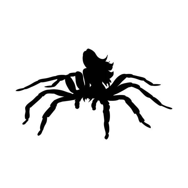 Арахнское чудовище-паук женщина силуэт древних фантазий мифологии — стоковый вектор