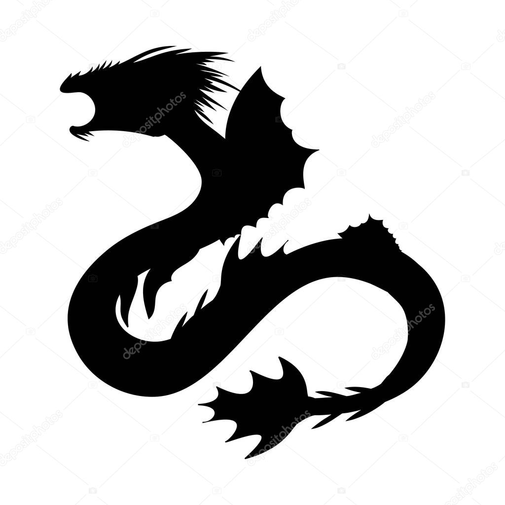 Basilisk silhouette ancient mythology fantasy