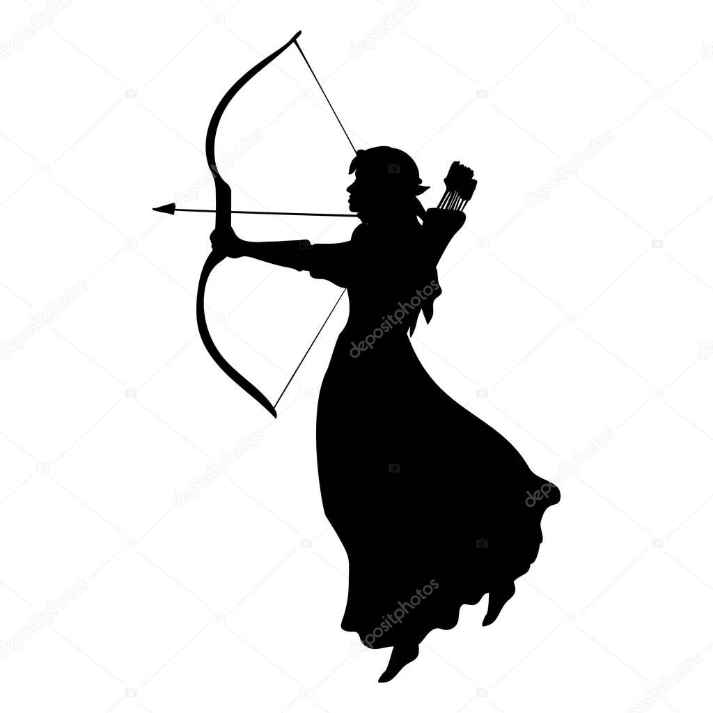 Elf silhouette ancient mythology fantasy. Vector illustration.