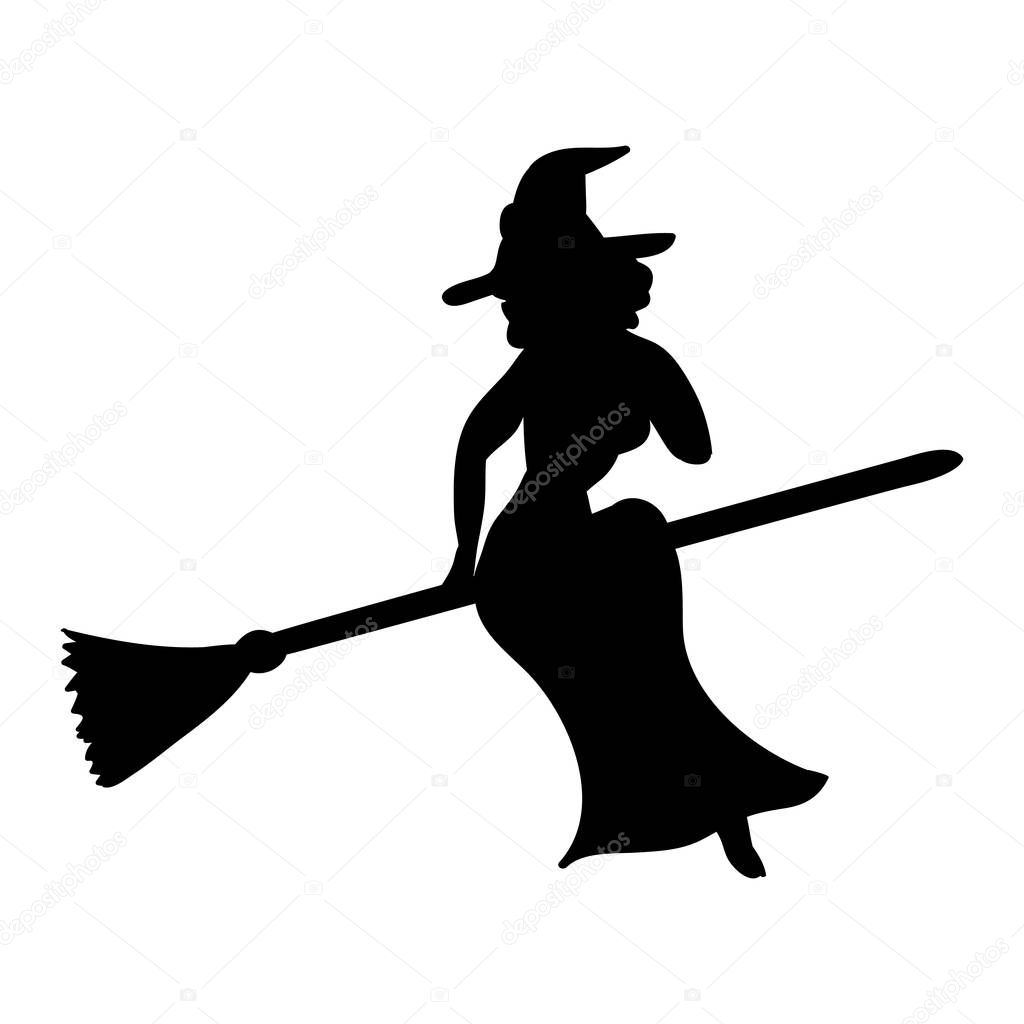 Witch magical silhouette fantasy broom.