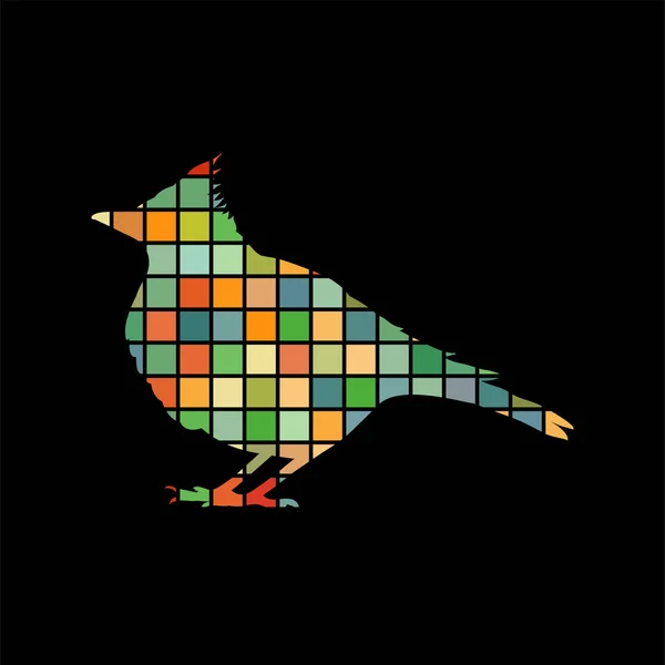 Skylark cotovia pássaro mosaico cor silhueta animal fundo blac — Vetor de Stock