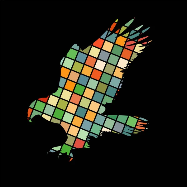 Яструб орел сокіл птах мозаїчний колір силует тварини фон — стоковий вектор