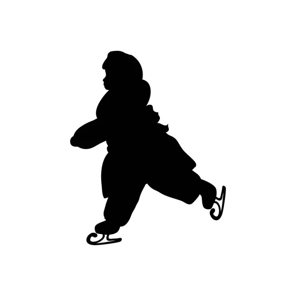 Silhouette fille hiver patin à glace — Image vectorielle