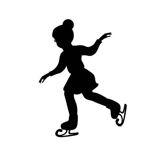 Silhouette fille hiver patin à glace — Image vectorielle