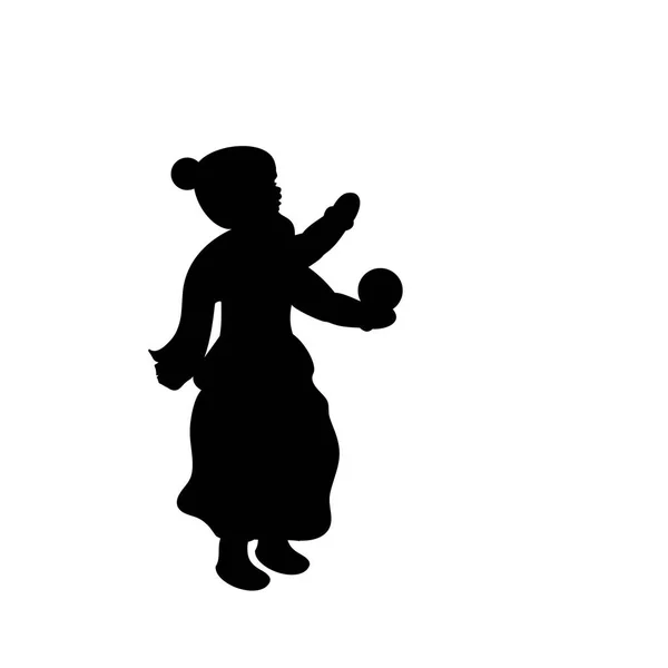 Silhouette fille hiver fille jette de la neige — Image vectorielle