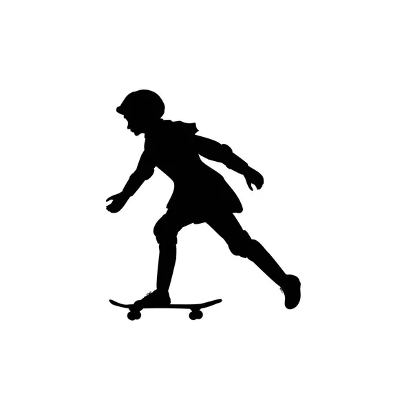 Silhouette Mädchen Sommer Sport Skateboard — Stockvektor