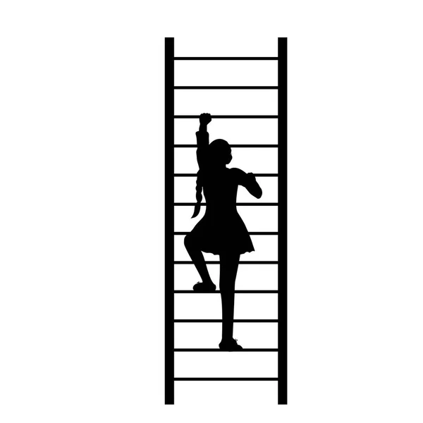 Silhouette fille jusqu'à escalade escalier — Image vectorielle