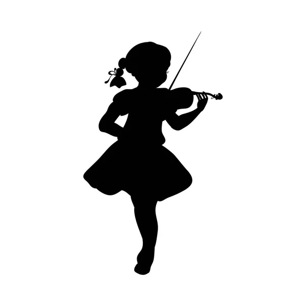 Silhueta menina música toca violino — Vetor de Stock