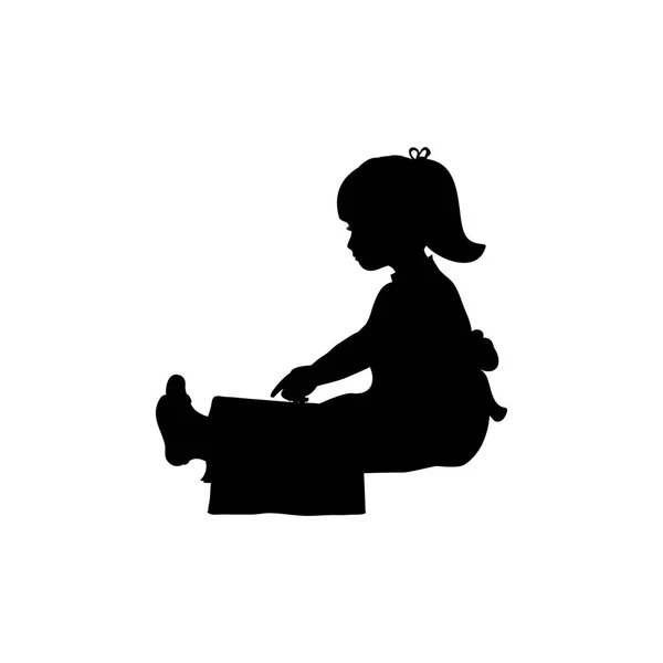 Silhouette de fille lisant des livres — Image vectorielle