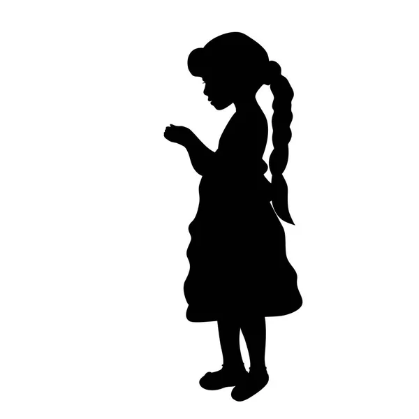 Silhouette fille tenant dans les mains — Image vectorielle