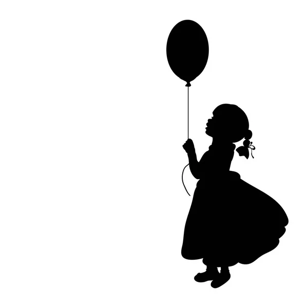 Silhueta menina feriado mão balão —  Vetores de Stock