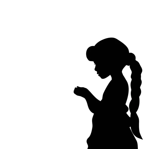 Κορίτσι Silhouette, κρατώντας τα χέρια παρουσίαση — Διανυσματικό Αρχείο