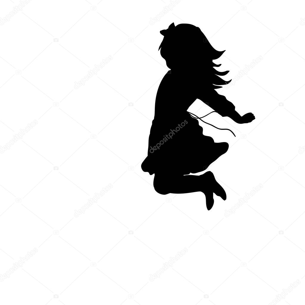 Silhouette happy girl jumping | Silhouette happy girl jump up — Stock Vector © kozyrevaelena