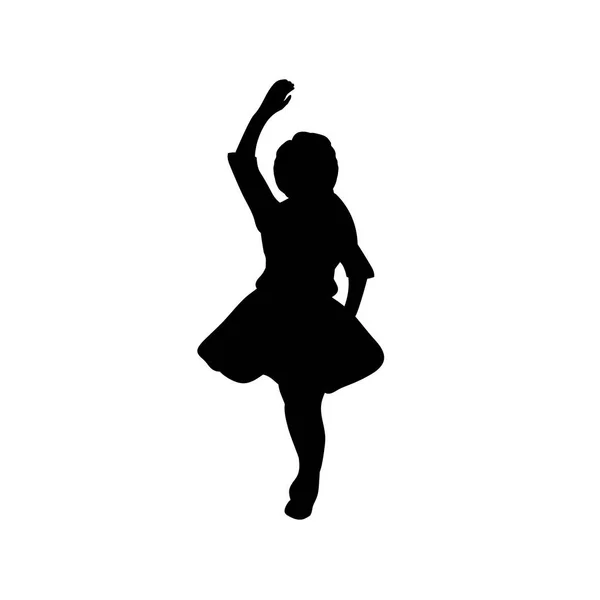 Silhouette fille avec les mains en l'air — Image vectorielle