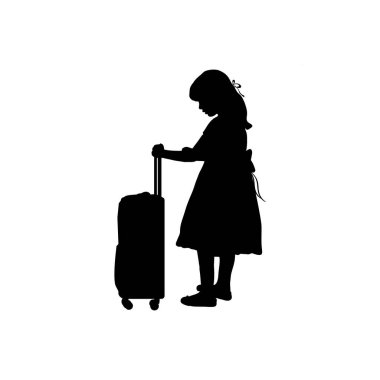 Siluet kız bavulla ayakta