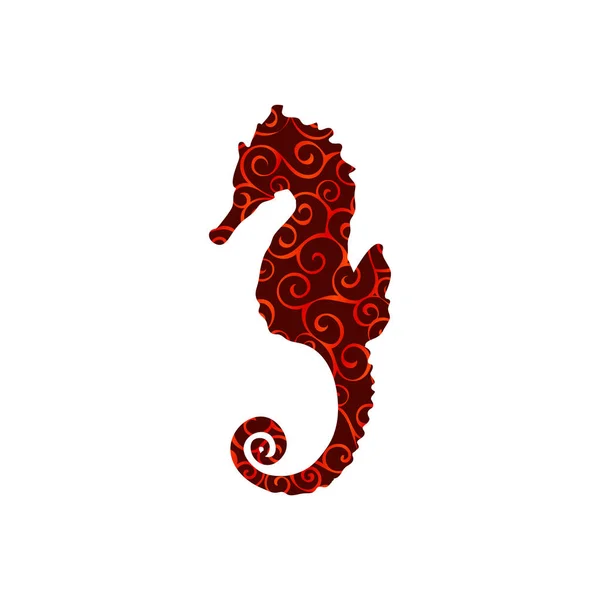 Seahorse motif spirale aquatique couleur silhouette animal — Image vectorielle