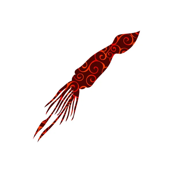 Кальмар спіральний візерунок кольоровий силует водної тварини — стоковий вектор