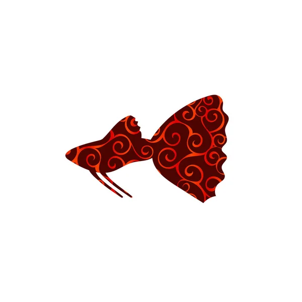 Гуппі риби спіральний візерунок кольоровий силует водної тварини . — стоковий вектор