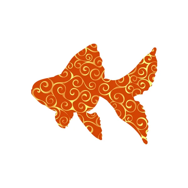 Pesce rosso spirale modello colore silhouette animale acquatico — Vettoriale Stock