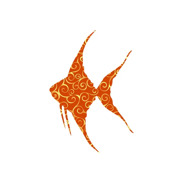 Scalare peixe espiral padrão cor silhueta animal aquático —  Vetores de Stock