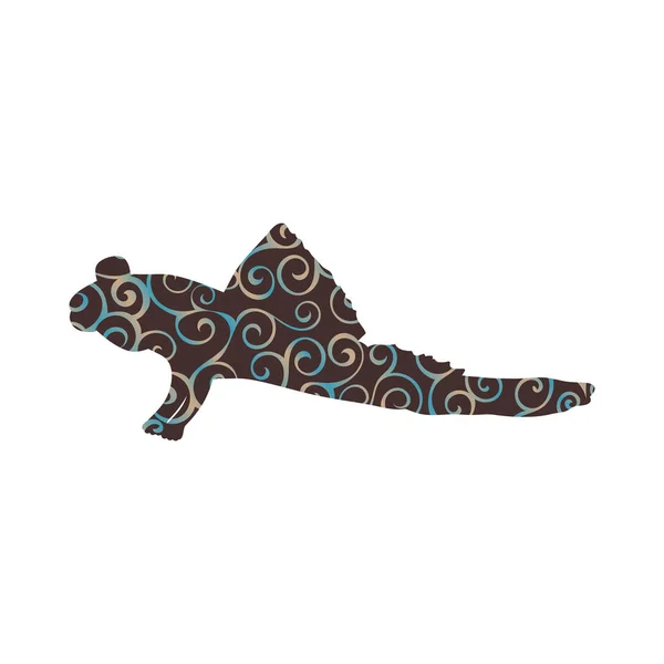 Mudskipper fish spiral pattern color silhouette aquatic animal — Stock Vector