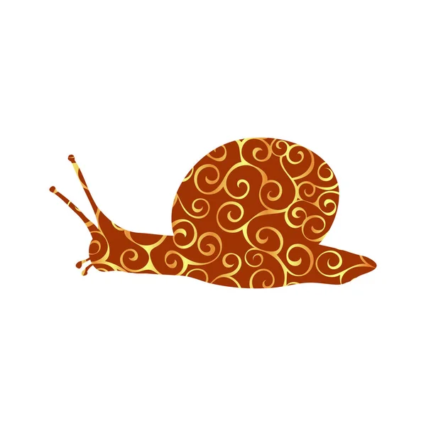 Улитка моллюска спиральный рисунок цветовой силуэт животного . — стоковый вектор