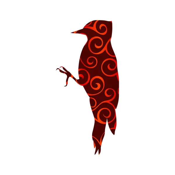Woodpecker bird spiral pattern color silhouette animal — Stock Vector