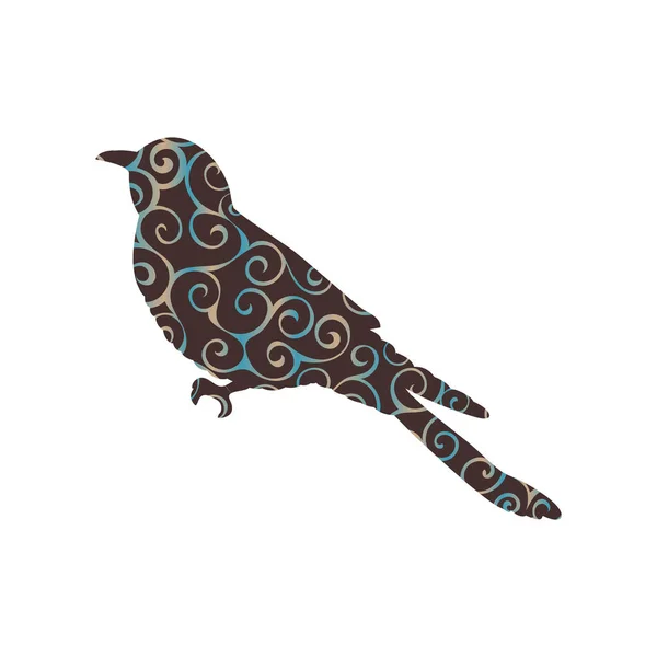 Guguk kuşu sarmal desen renk siluet hayvan — Stok Vektör