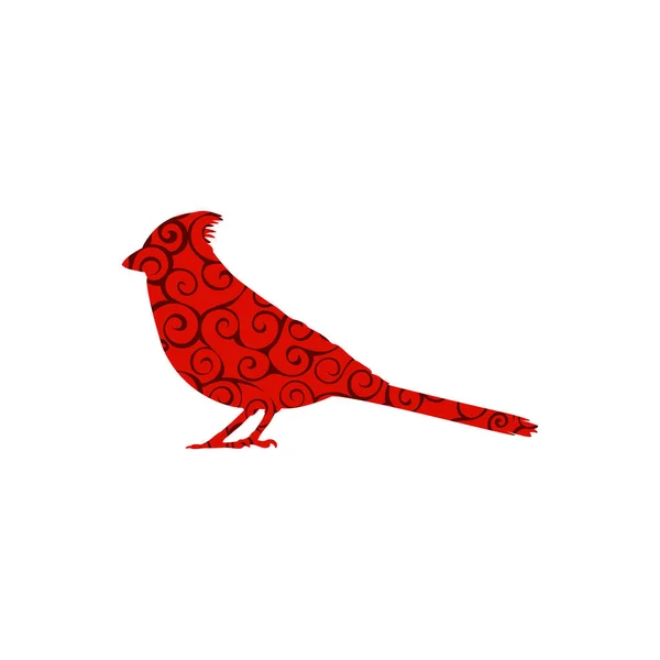 Cardenal pájaro espiral patrón color silueta animal . — Archivo Imágenes Vectoriales