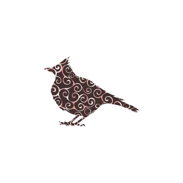 Feldlerche Vogel Spiralmuster Farbe Silhouette Tier — Stockvektor